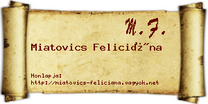 Miatovics Feliciána névjegykártya